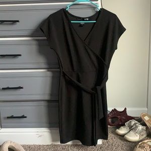 Black Faux Wrap Dress